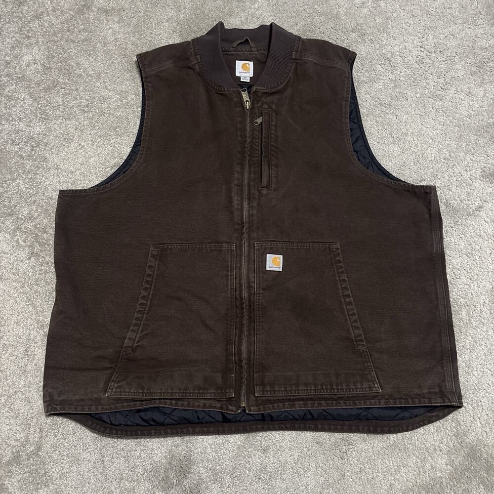 Carhartt Vest Brown Mock Neck Mens Size 3XL Tall 104395 Thinsulate